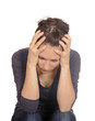 junge frau ist erschoepft young brunette woman is exhausted