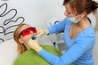 Photo: during the process of teeth whitening during the process of teeth whitening