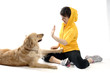 Sporty looking woman with her dog