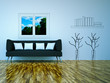 3d Sofa Rendering vor Strichzeichnung