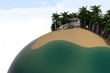 little planet earth beach scene with palms