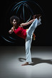 hispanic woman playing capoeira martial art hispanic woman playing capoeira martial art
