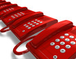 Row of red office phones Row of red office phones