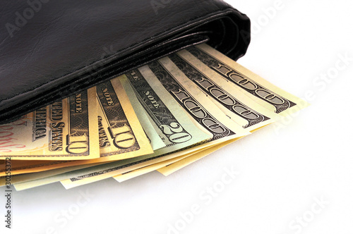 Foto: Black leather wallet with money Black leather wallet with money