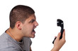 Man Screaming Into the Telephone