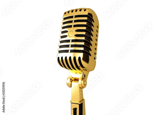 Illustration: Gold vintage microphone Gold vintage microphone