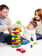 Family playing with blocks