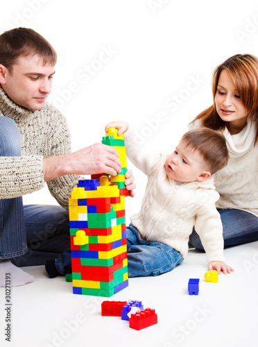 Photo: Family playing with blocks Family playing with blocks