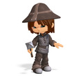 cute and funny cartoon guard. 3D rendering with clipping path
