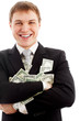 Happy man with dollars.