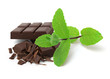Feuille de menthe et tablette de chocolat