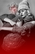 The blond girl on a gray background