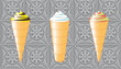 Three vanilla flavor cone ice cream