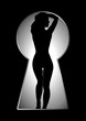 Vector illustration of a female figure seen through the keyhole