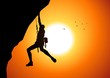 Vector illustration of a man figure hanging on the cliff
