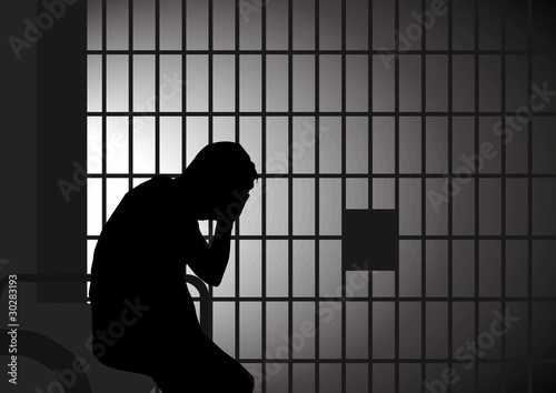 Vector: Vector illustration of a man in jail Vector illustration of a man in jail