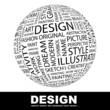 DESIGN. Illustration with different association terms. DESIGN. Illustration with different association terms.