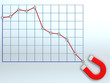 Illustration: Falling business graph with magnet Falling business graph with magnet