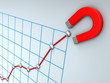Illustration: Growing business graph with magnet Growing business graph with magnet