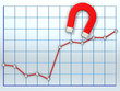Illustration: Growing business graph with magnet Growing business graph with magnet