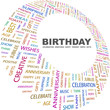 BIRTHDAY. Word collage on white background.