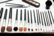 Wet make up brushes on towel