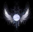 round banner with angel wings