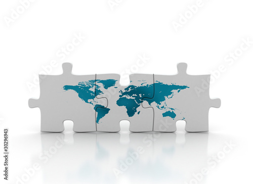Illustration: world map on puzzle world map on puzzle