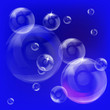 Soap bubbles on a blue background