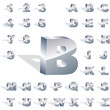 Vector: ABC and number set. Silver set. ABC and number set. Silver set.