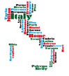 abstract word cloud map of Italy abstract word cloud map of Italy