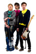 Musical group posing over white background