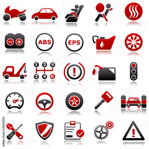 Vector: Automotive Red Icons Automotive Red Icons