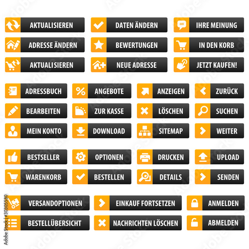 Vektor: Orange Black Website Buttons Orange Black Website Buttons