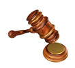 Gavel and soundblock with path on white background.