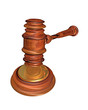 Gavel and soundblock with path on white background.