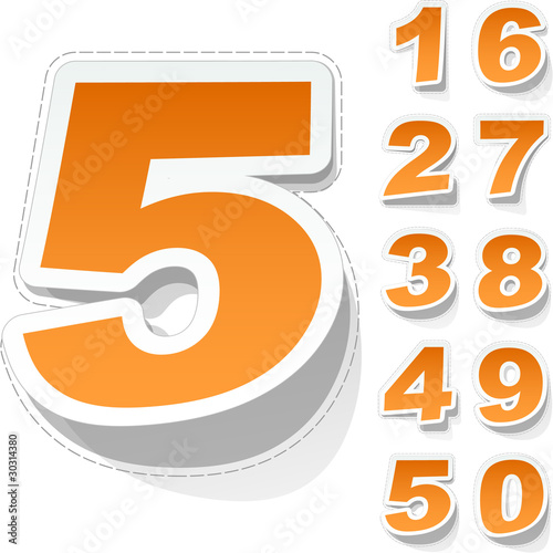 Vector: Number sticker set. Number sticker set.