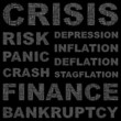 CRISIS. Vector illustration with association terms.
