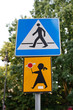 Road sign of pedestrian crossing in Poland