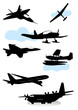 Collection of silhouettes of various planes