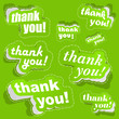 Thank you. Sticker collection. Vector illustration.