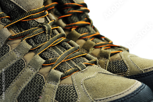 Photo: Hiking boots close up Hiking boots close up