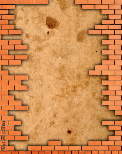 Photo: Brick wall grungy frame Brick wall grungy frame