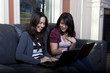 Two Young woman using laptops