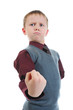 little bully threatens fist