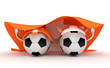 Two soccer balls hold Switzerland flag