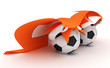 Two soccer balls hold Switzerland flag