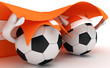 Two soccer balls hold Switzerland flag