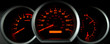 dashboard gauges lit at night