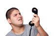 Man Screaming Into the Telephone